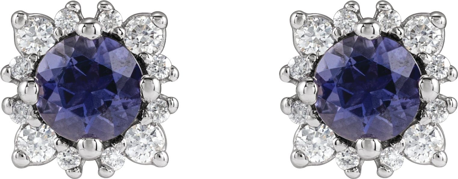 Round 4-Prong Halo-Style Earrings view 2
