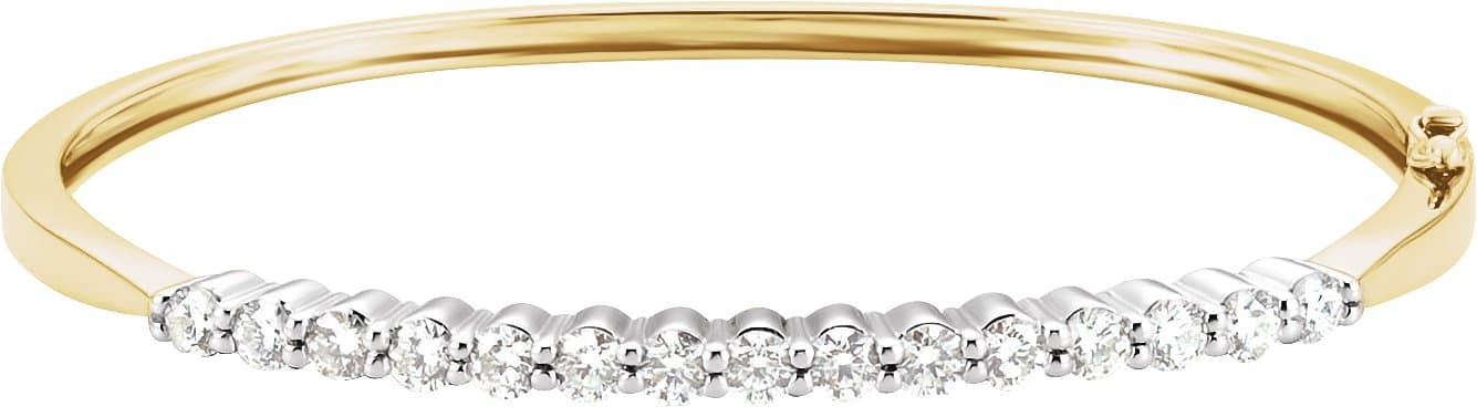 14K Yellow/White 2 1/8 CTW Natural Diamond Bangle 7" Bracelet