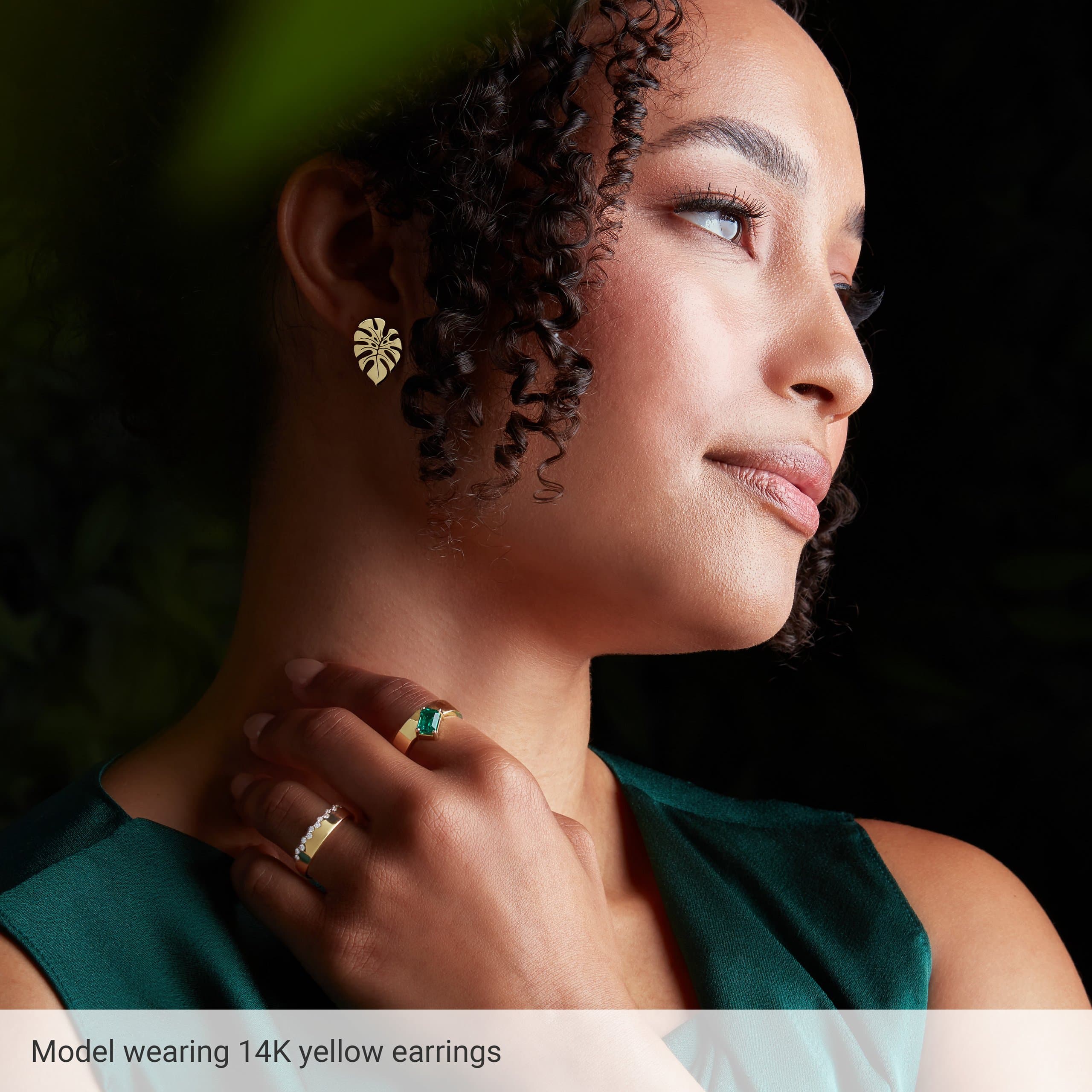 Monstera Leaf Earrings view 2