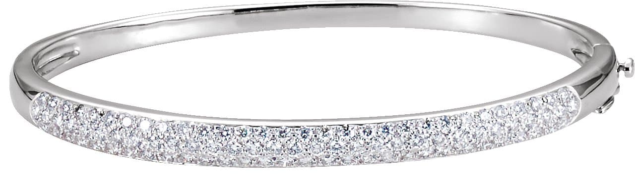 14K White 1 1/2 CTW Natural Diamond Bangle 6 Bracelet