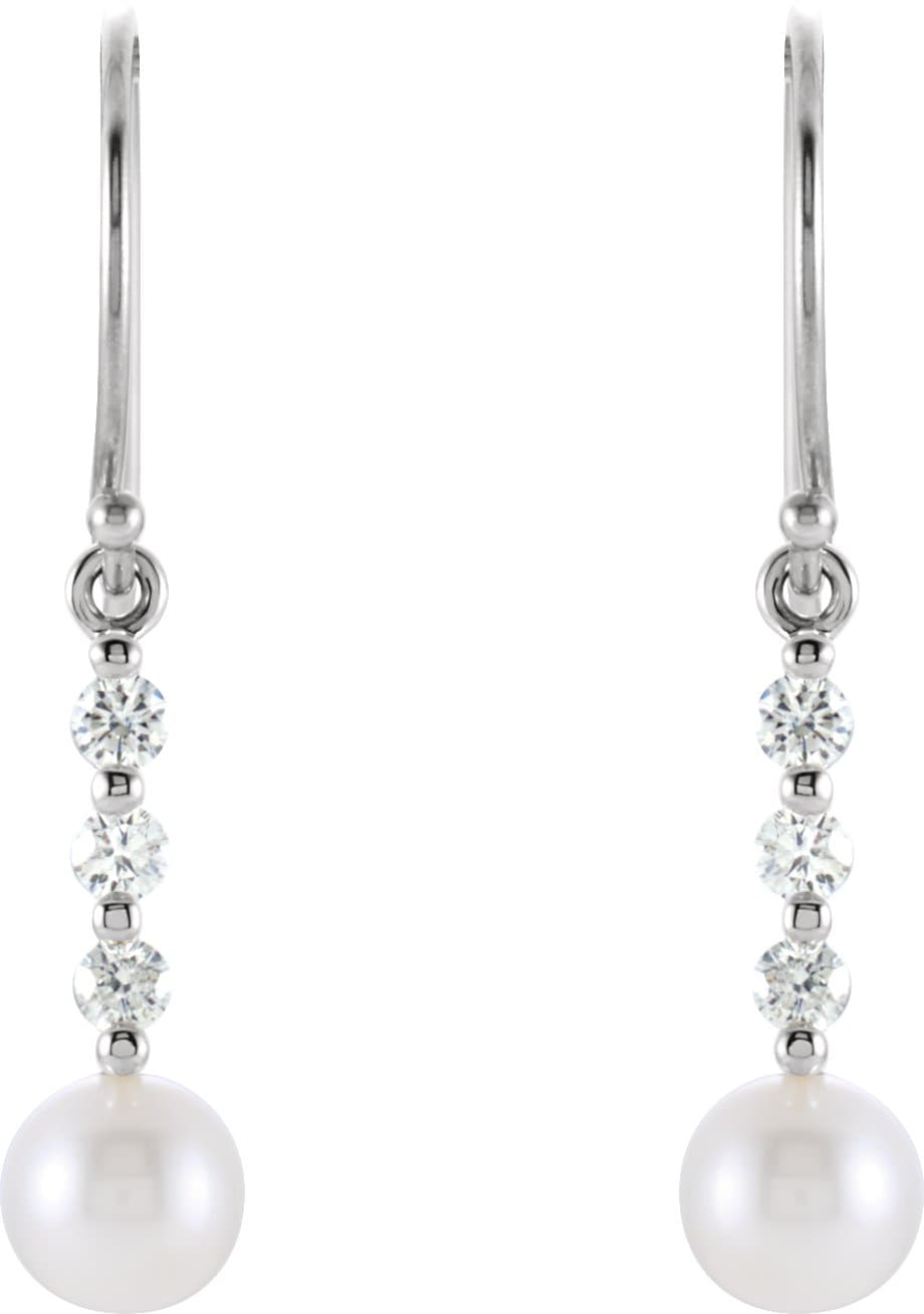 Accented Pearl Bar Earrings view 2