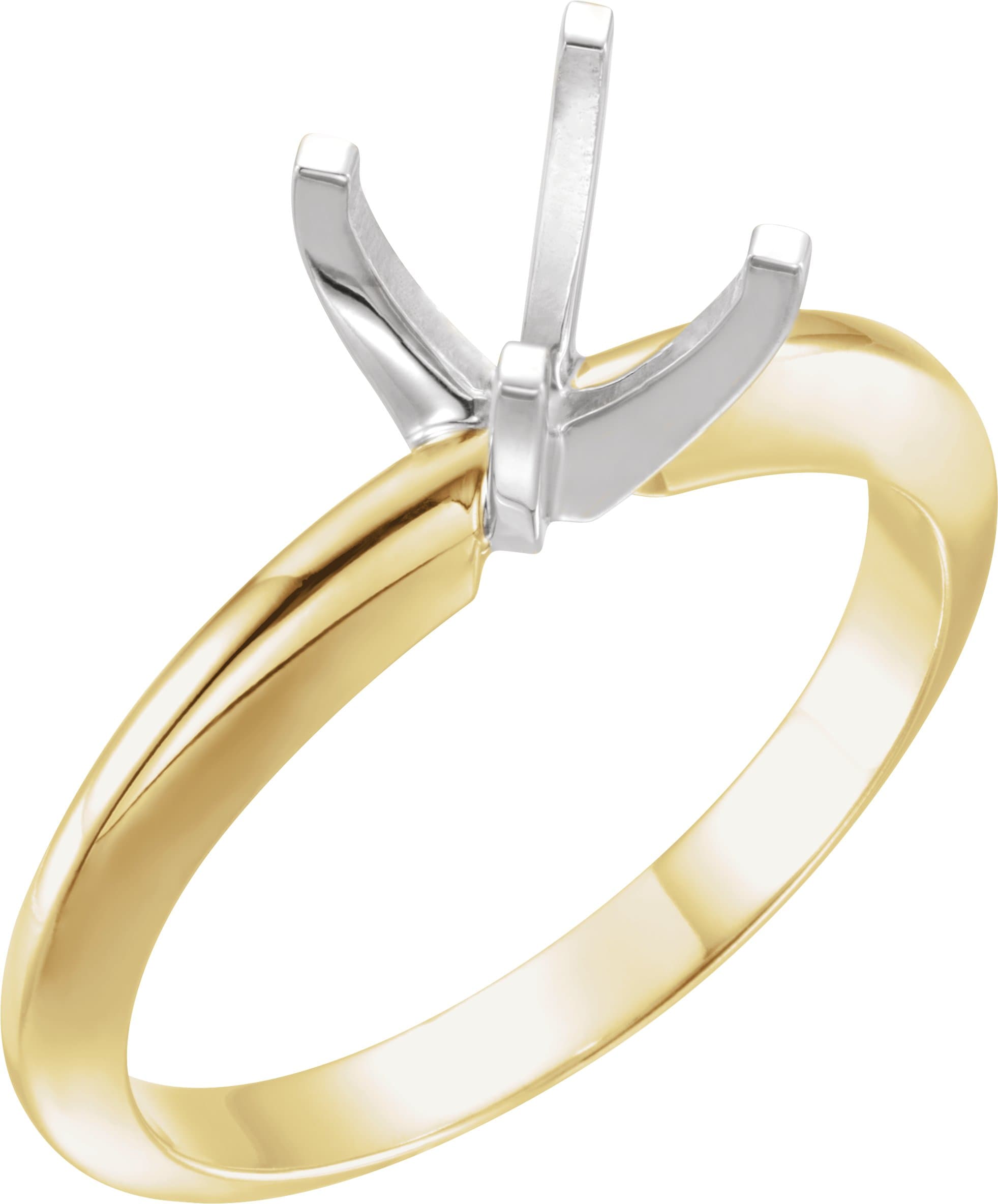14K White Gold & Platinum 5.0-5.3 mm Round 4-Prong Solitaire Engagement Ring Mounting