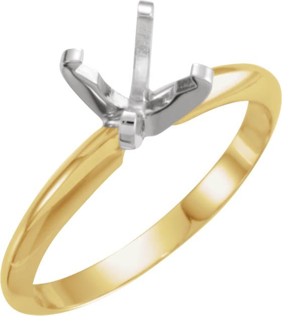 14K Rose Gold & Platinum 3.5-3.9 mm Round Pre-Notched Lightweight 4-Prong Solitaire Engagement Ring Mounting