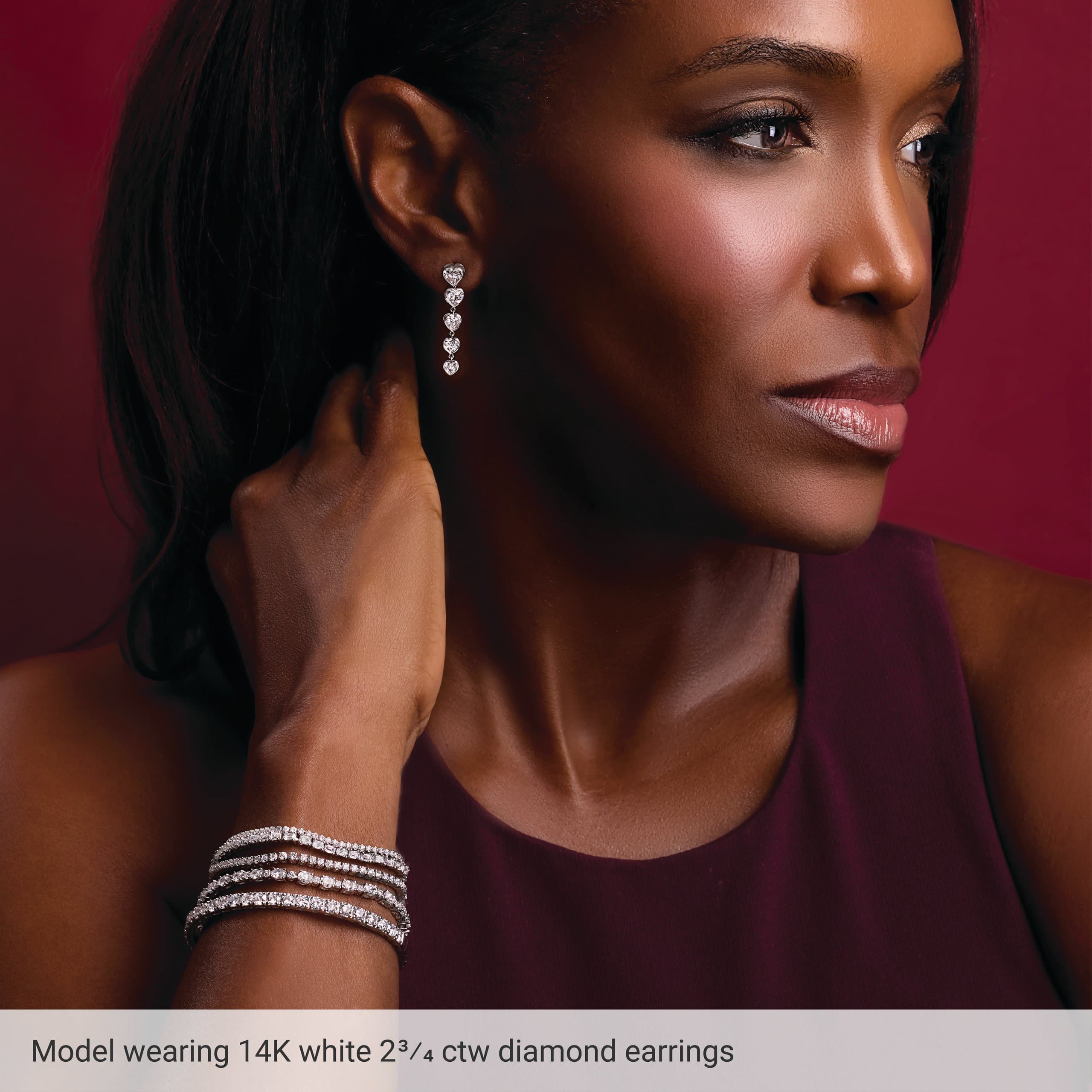 Lab-Grown Diamond Heart Earrings view 3
