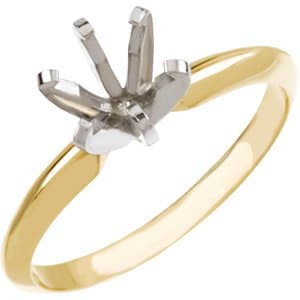 10K White Gold 6.0-6.6 mm Round Pre-Notched Lightweight 6-Prong Solitaire Engagement Ring Mounting