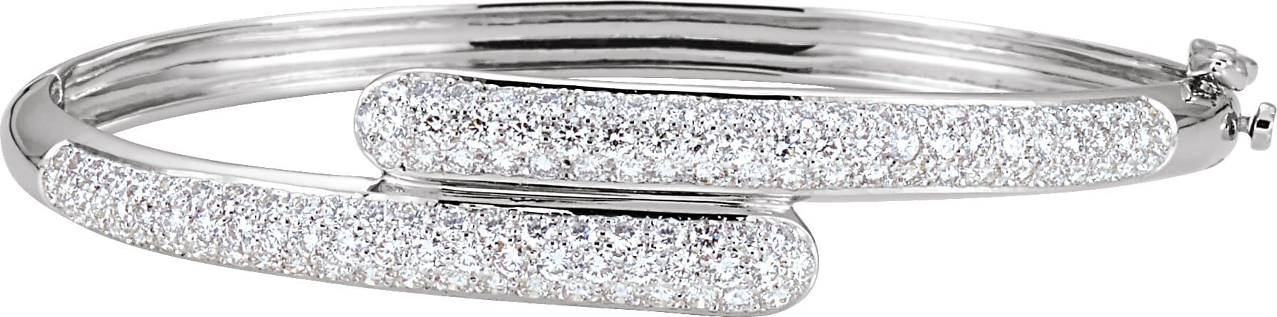 14K White 3 CTW Natural Diamond Bangle 6 1/2" Bracelet