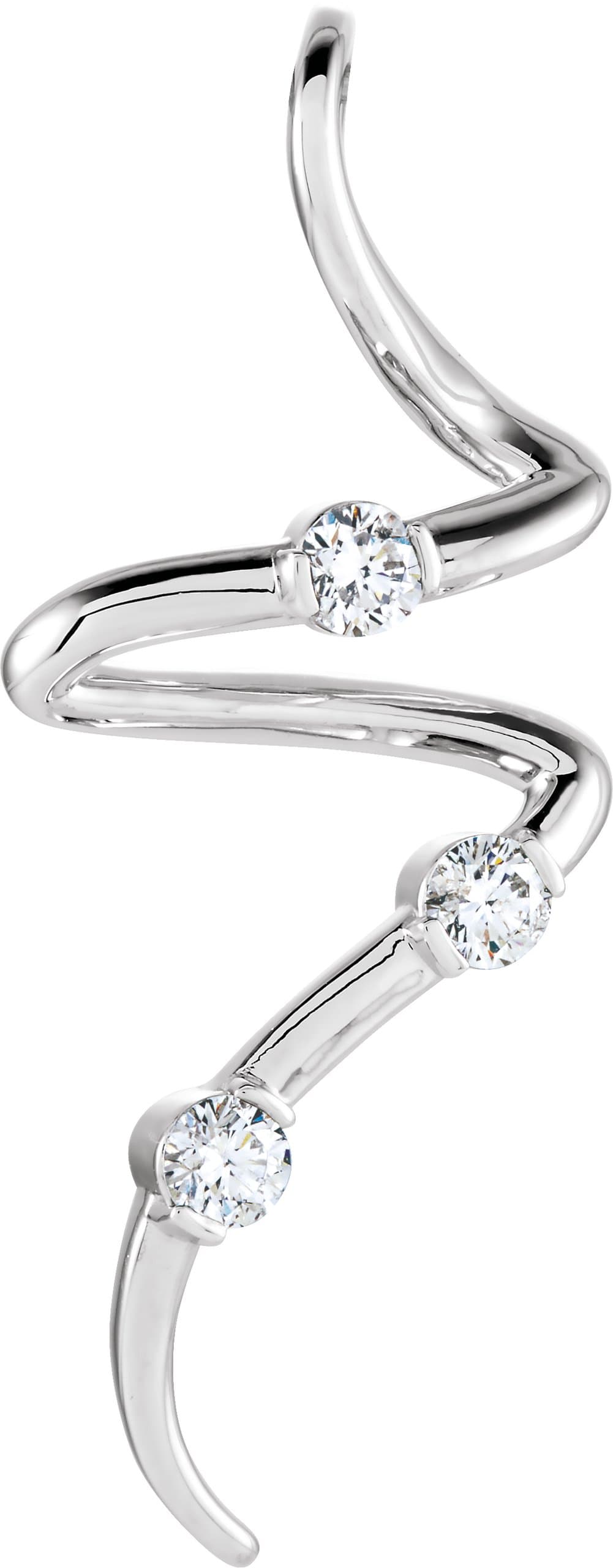 14K White 3/8 CTW Natural Diamond Three-Stone Pendant