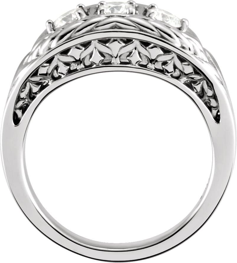 Three-Stone Leaf Ring view 2