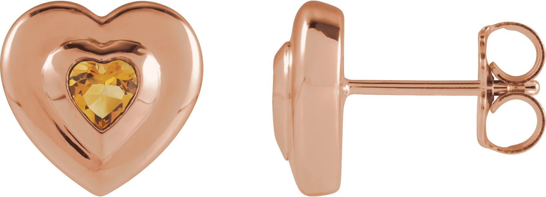14K Yellow Gold 4 mm Heart Lab-Grown Blue Sapphire Stud Earrings