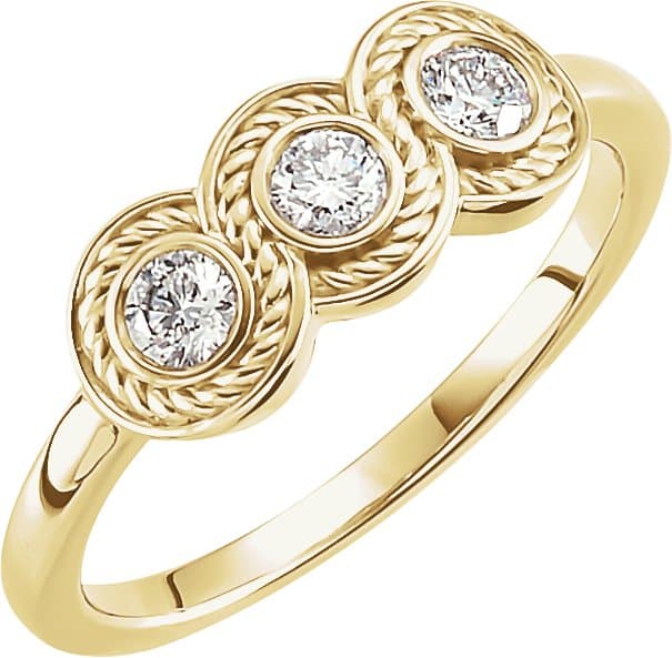 14K Rose 1/3 CTW Natural Diamond Three-Stone Ring