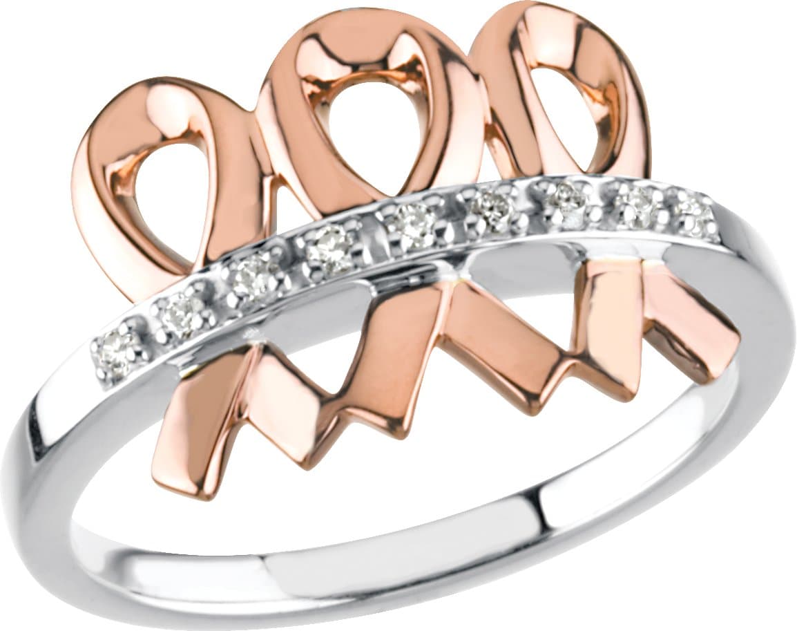14K White/Rose .08 CTW Diamond Me & My Two Friends® Ring
