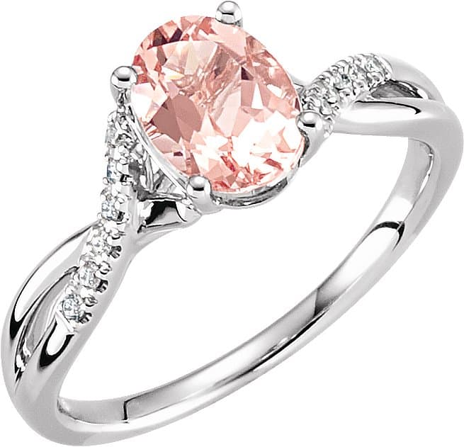14K White Natural Pink Morganite & .06 CTW Natural Diamond Ring