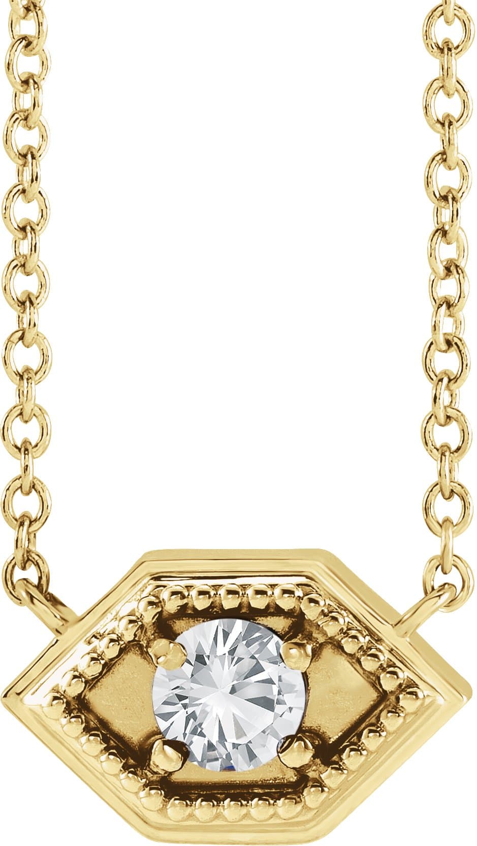 14K Rose Natural Black Onyx Geometric 16 Necklace