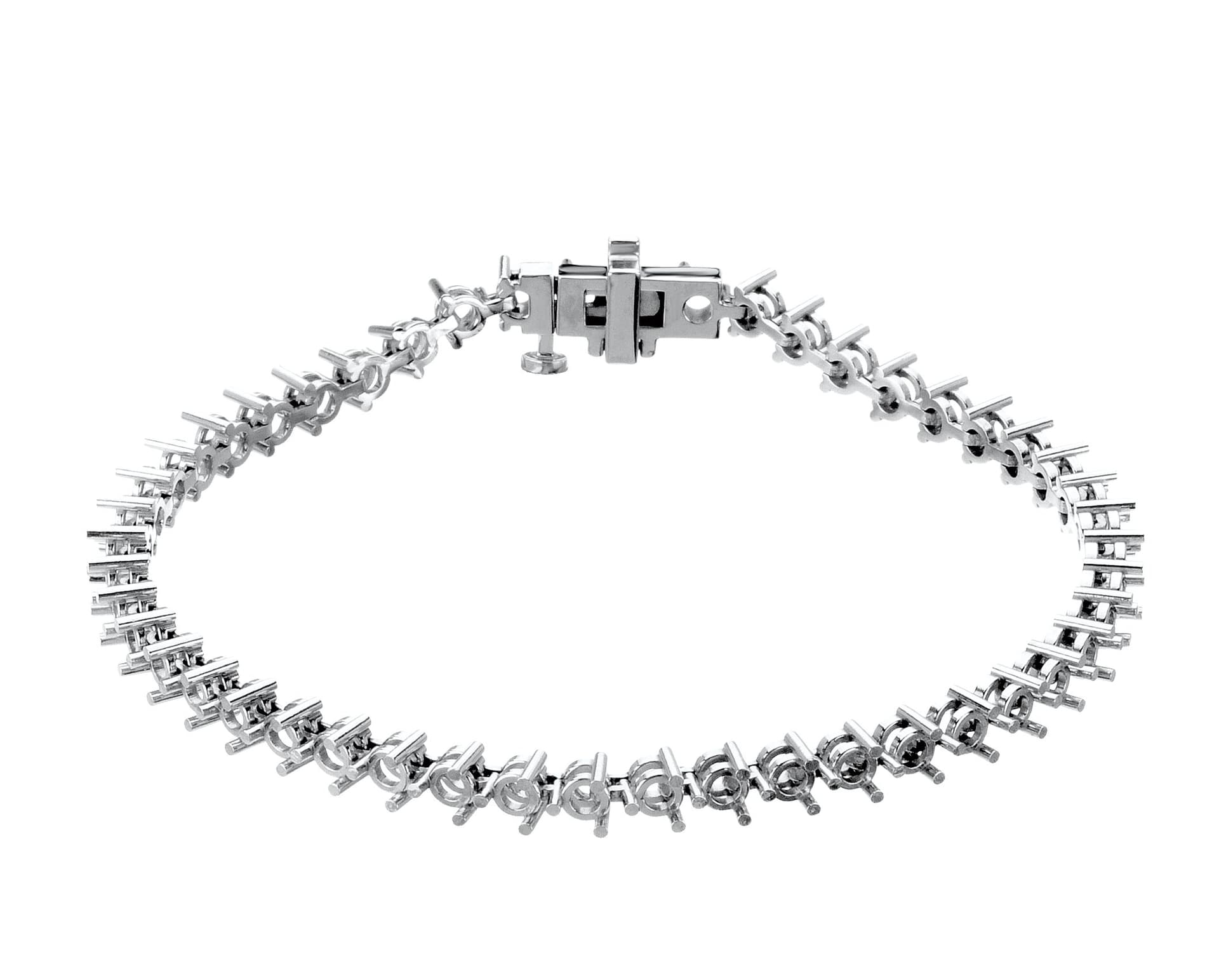 14K White Gold 3 mm Round Line 7 1/4" Bracelet Mounting
