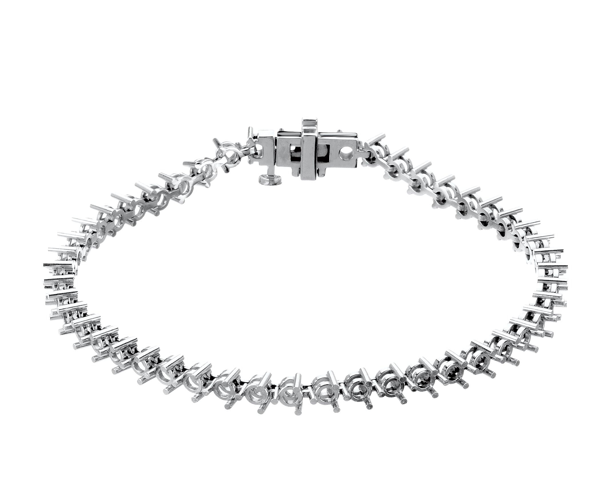 14K White Gold 3 mm Round Line 7 1/4" Bracelet Mounting