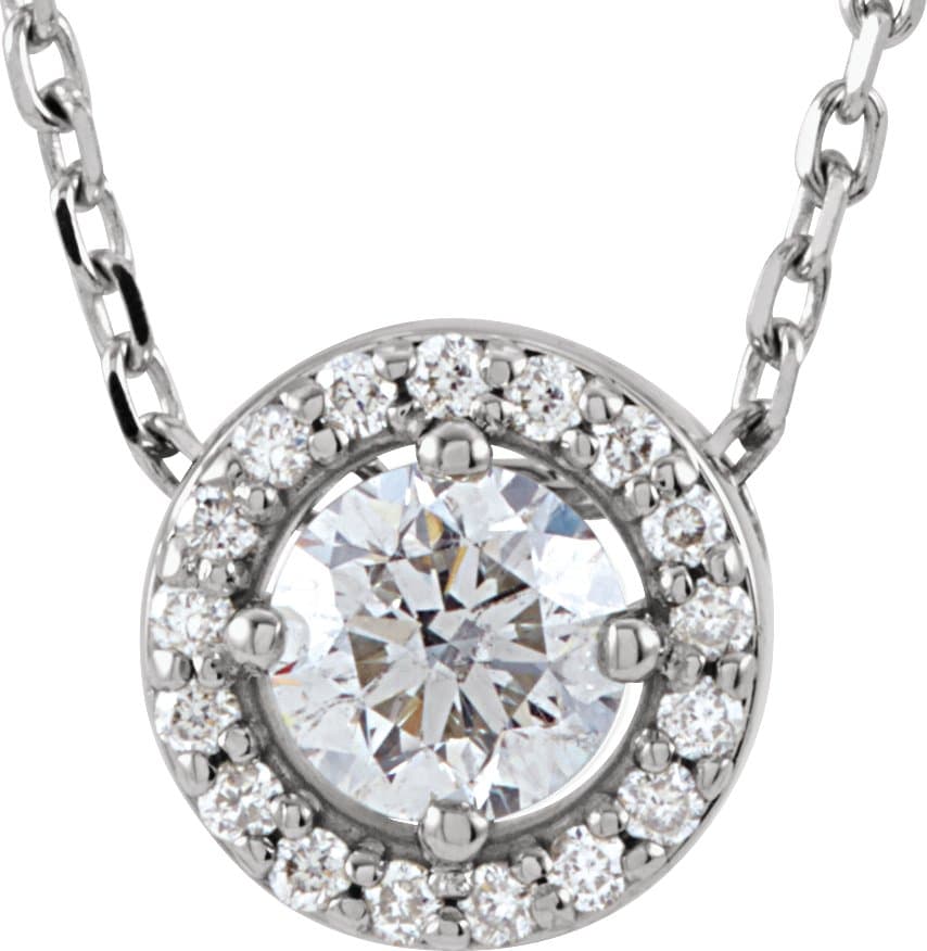 14K Rose 1/3 CTW Lab-Grown Diamond Halo-Style 16 Necklace