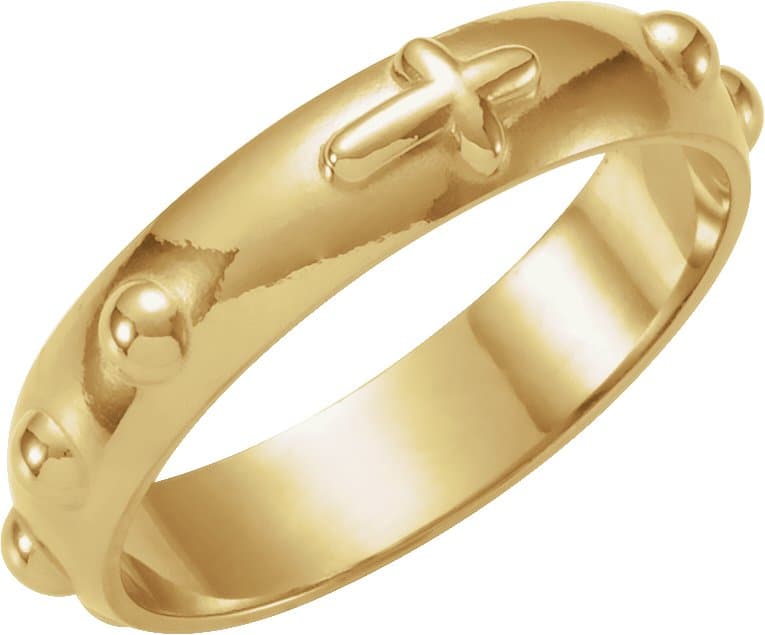 10K Yellow 5 mm Rosary Ring Size 12