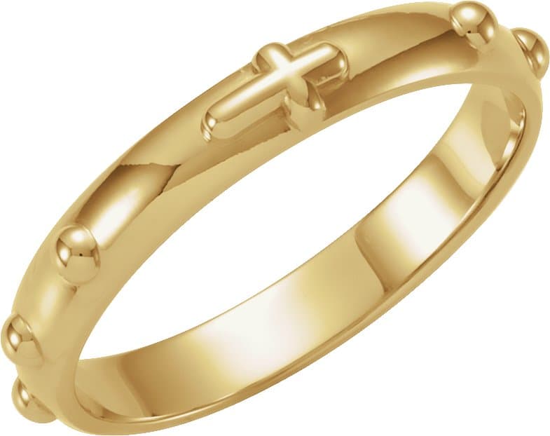 10K Yellow 3.2 mm Rosary Ring Size 10