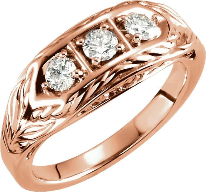 14K Rose 1/2 CTW Natural Diamond Three-Stone Ring