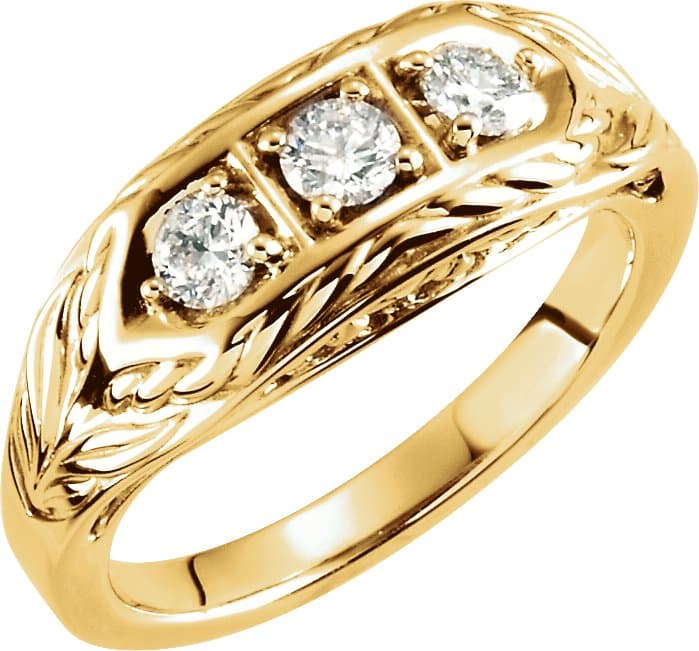 14K Rose 1/2 CTW Natural Diamond Three-Stone Ring