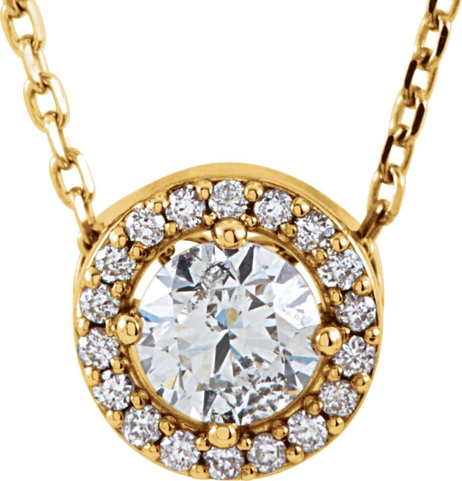 14K Rose 1/3 CTW Lab-Grown Diamond Halo-Style 16 Necklace