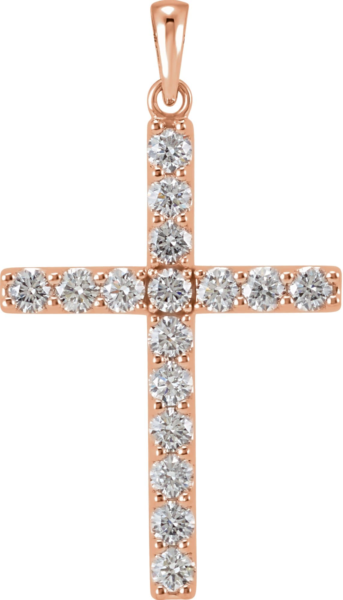 14K Rose 1 1/4 CTW Natural Diamond Cross Pendant
