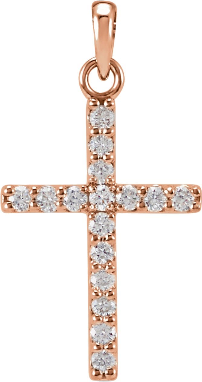 14K Rose 1 CTW Lab-Grown Diamond Cross Pendant