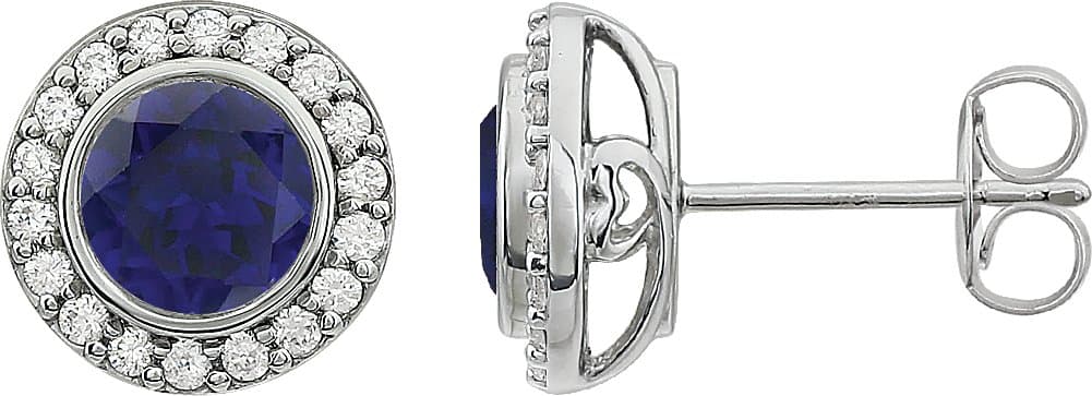 Sterling Silver Imitation Red Cubic Zirconia Halo-Style Earrings