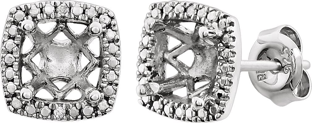 Round 4-Prong Halo-Style Birthstone Stud Earrings  view 3