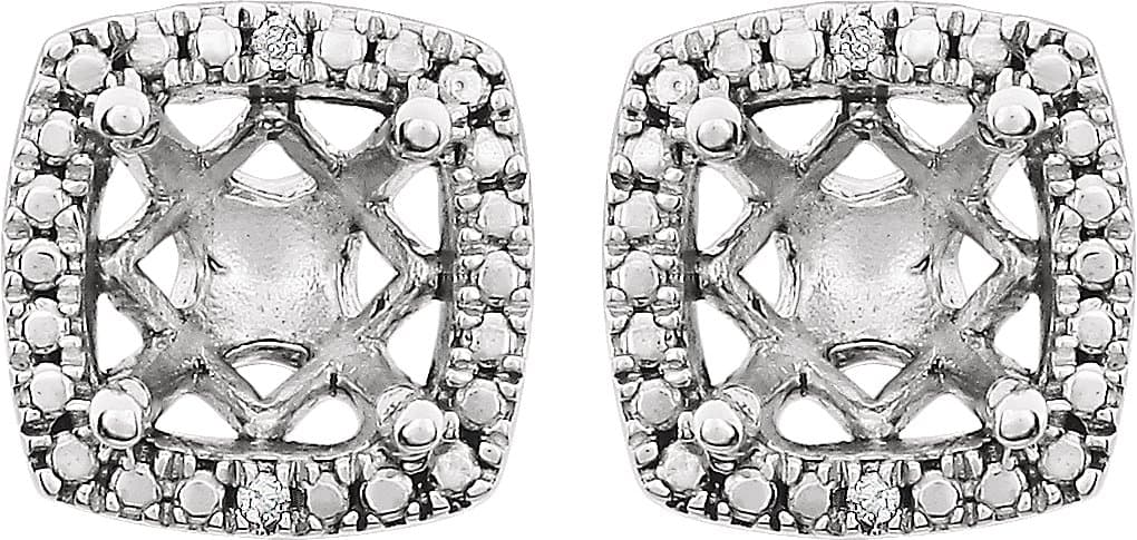Round 4-Prong Halo-Style Birthstone Stud Earrings  view 2