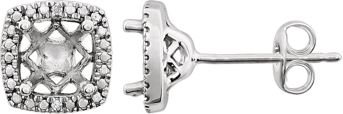 Round 4-Prong Halo-Style Birthstone Stud Earrings  view 1