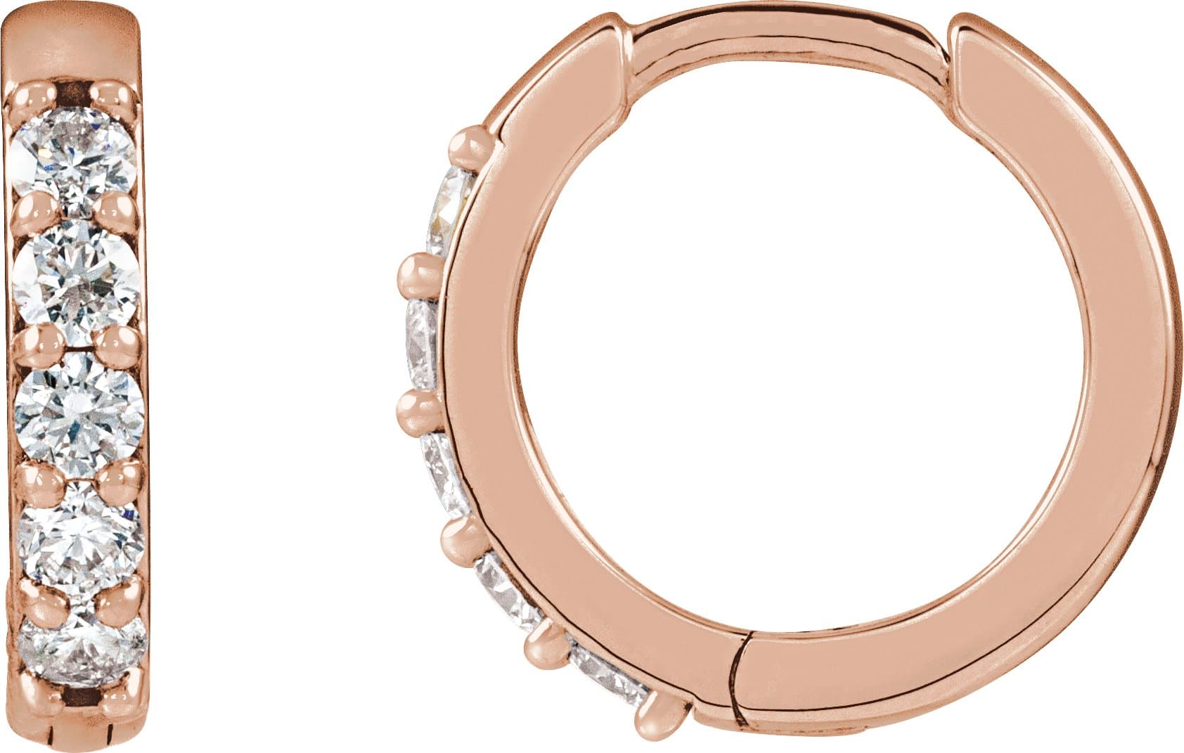 14K Rose Gold .08 CTW Natural Diamond Hinged 10 mm Hoop Earrings