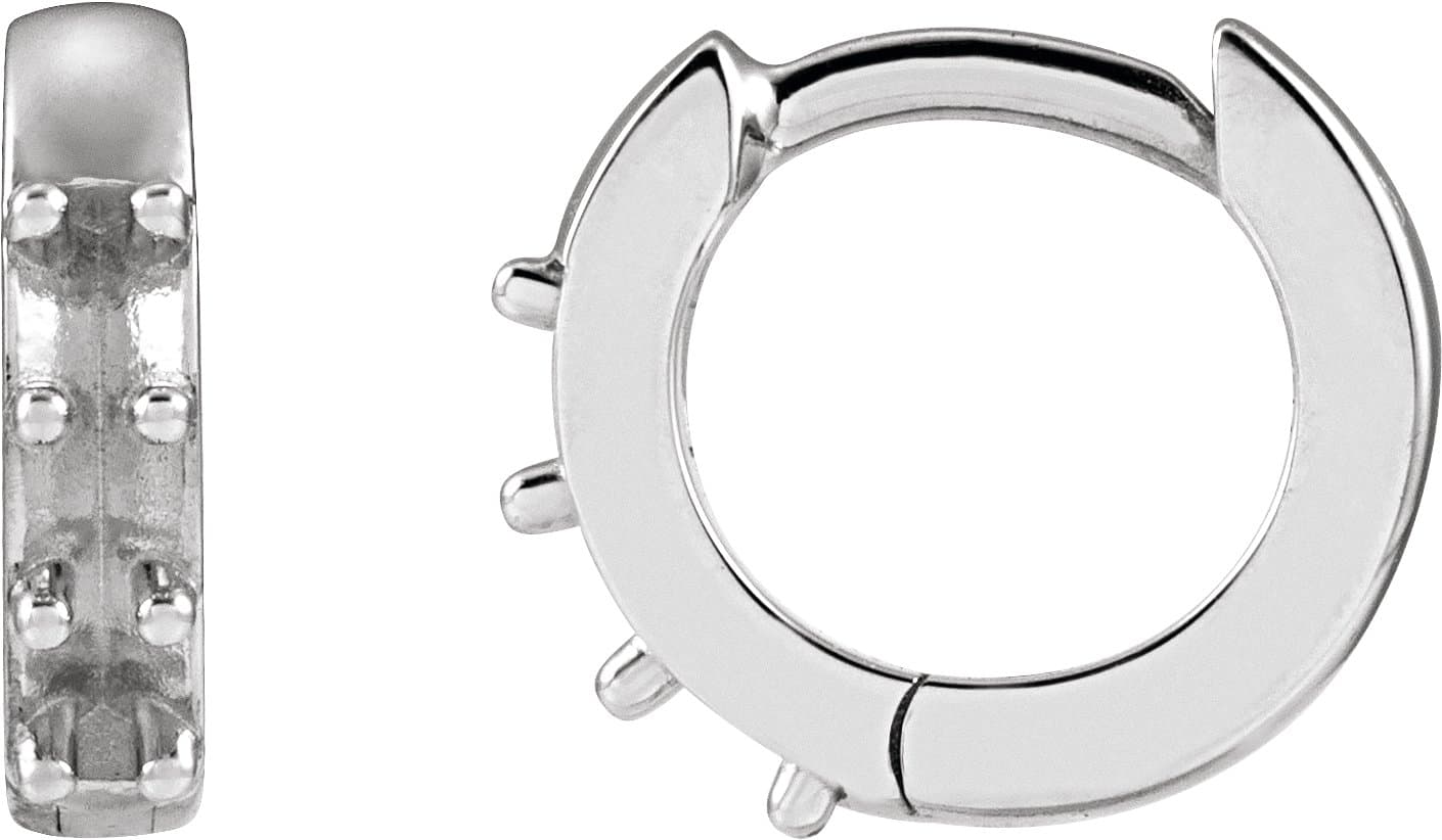 Sterling Silver 1.3 mm Round Accented 8 mm Hoop Earring Mounting
