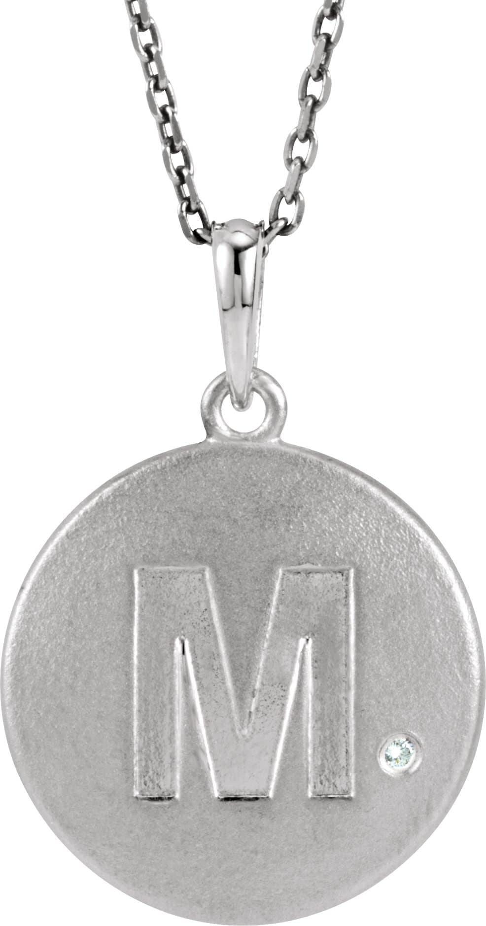 Sterling Silver .005 CTW Diamond Initial M 18 Necklace
