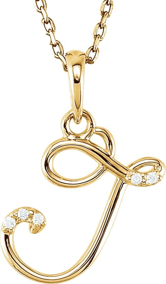 14K Rose .02 CTW Natural Diamond Initial E 18 Necklace