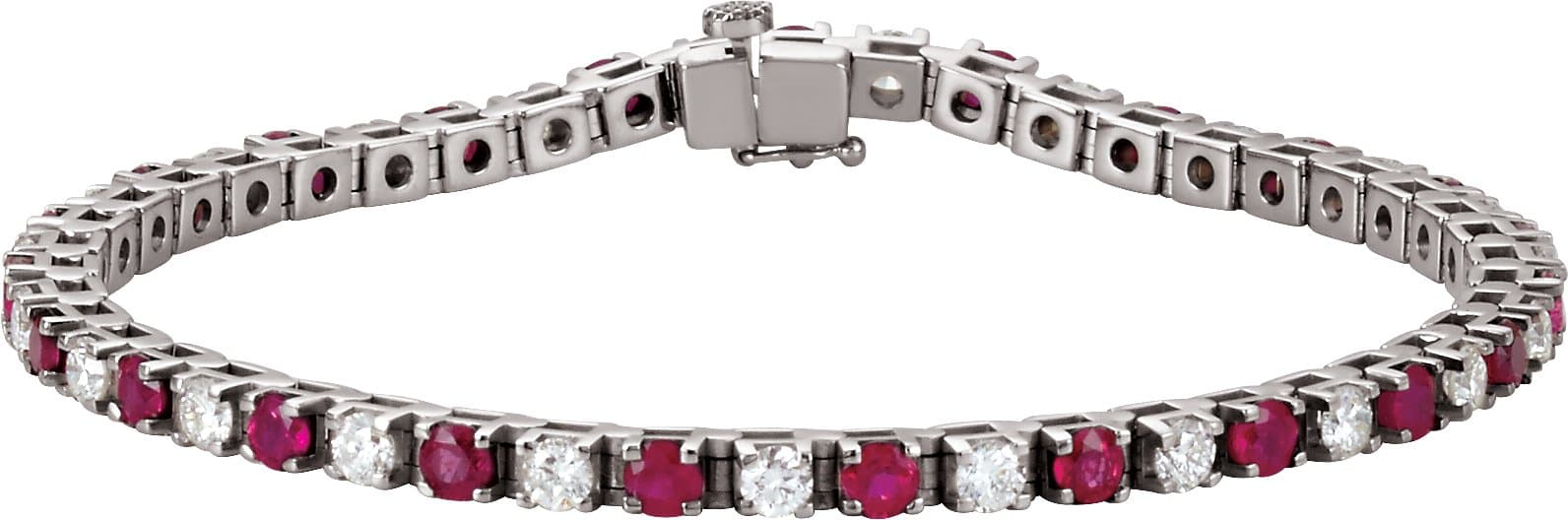 Platinum Natural Ruby & 2 1/3 CTW Natural Diamond Line 7" Bracelet