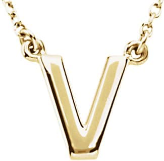 14K Rose Block Initial S 18" Necklace
