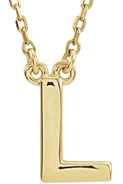 14K Rose Block Initial S 18" Necklace