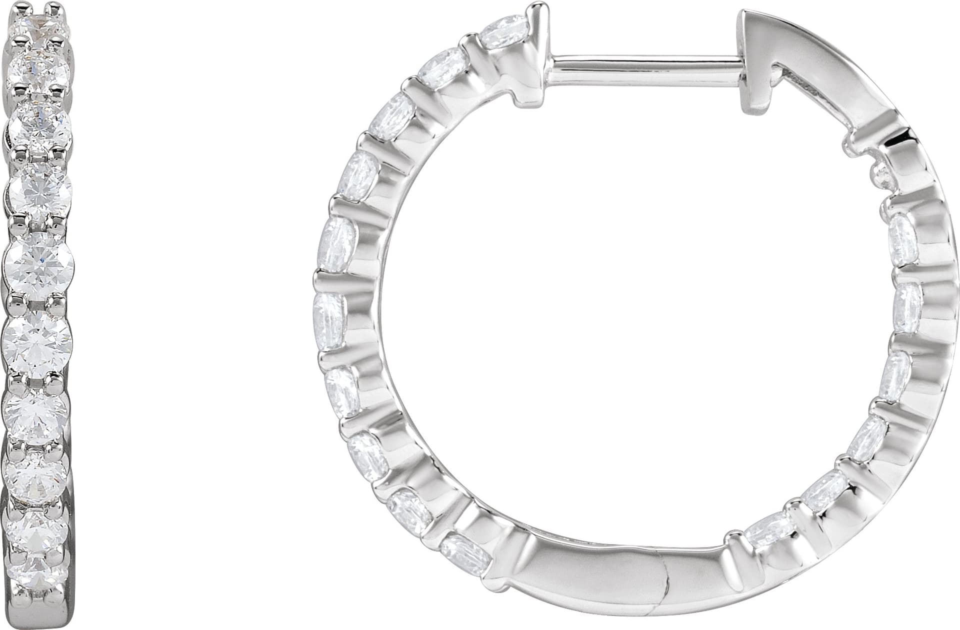 14K Rose 1 CTW Lab-Grown Diamond Inside-Outside Hinged 19.3 mm Hoop Earrings