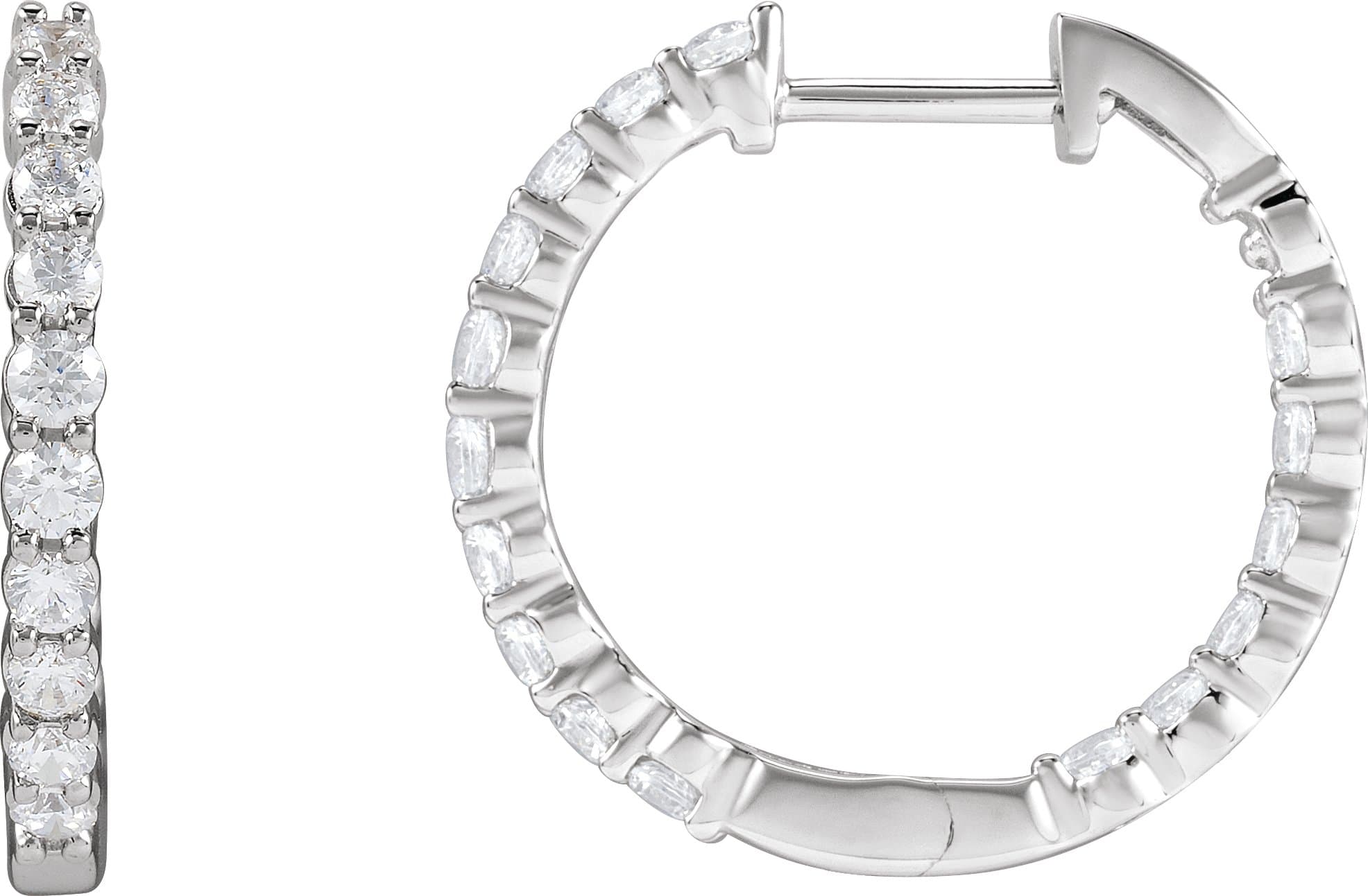 14K Rose 1 CTW Lab-Grown Diamond Inside-Outside Hinged 19.3 mm Hoop Earrings