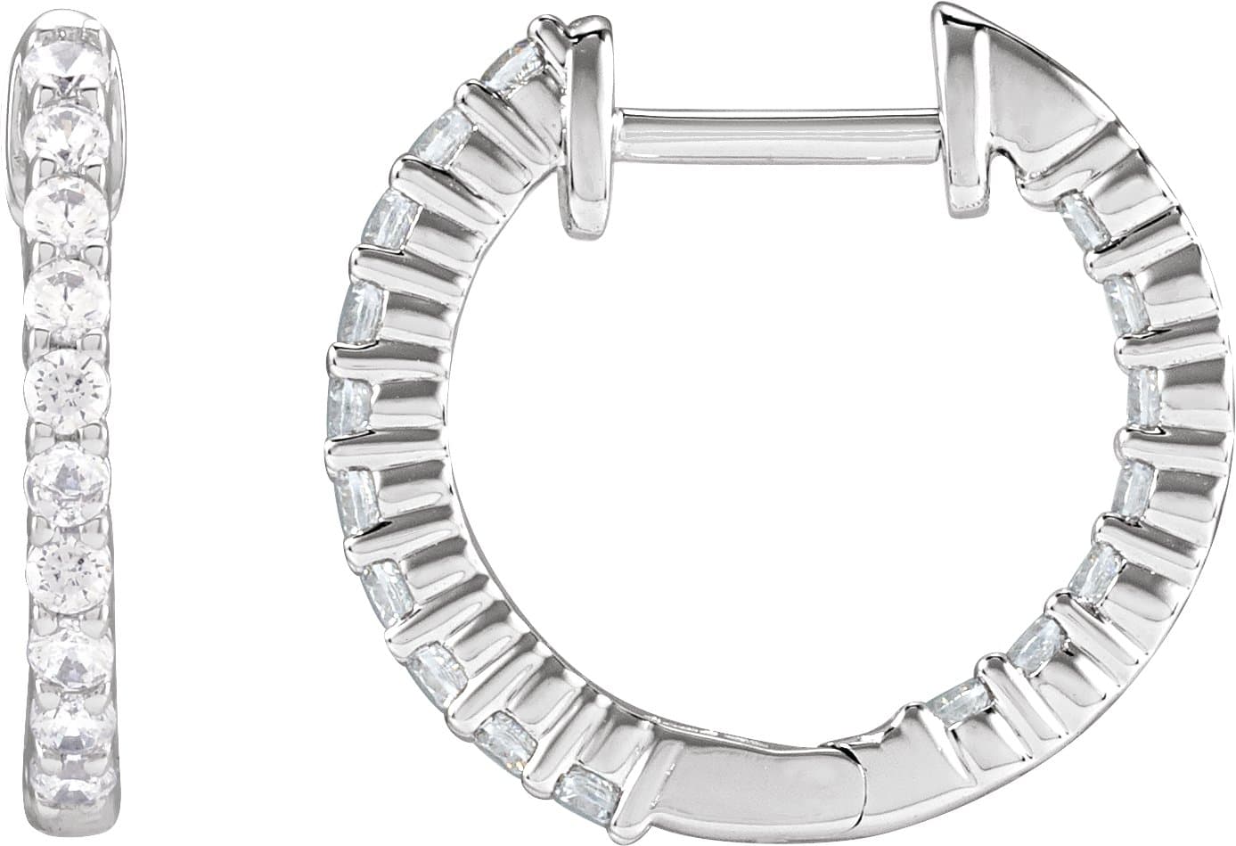 14K Rose 1 CTW Lab-Grown Diamond Inside-Outside Hinged 19.3 mm Hoop Earrings