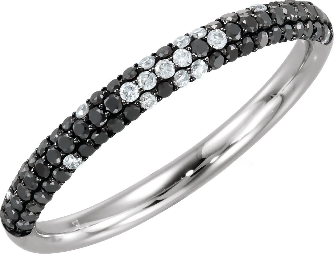 Black Rhodium-Plated 14K White 3/8 CTW Natural Black & White Diamond Pavé-Style Ring