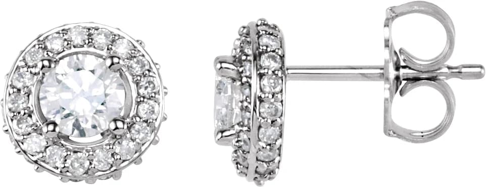 Round 4-Prong Halo-Style Earrings, view 2
