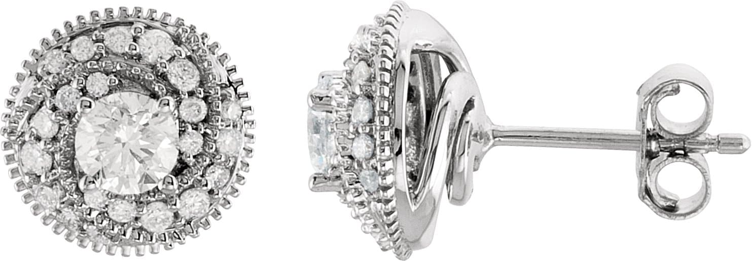 14K White 3/4 CTW Natural Diamond Earrings