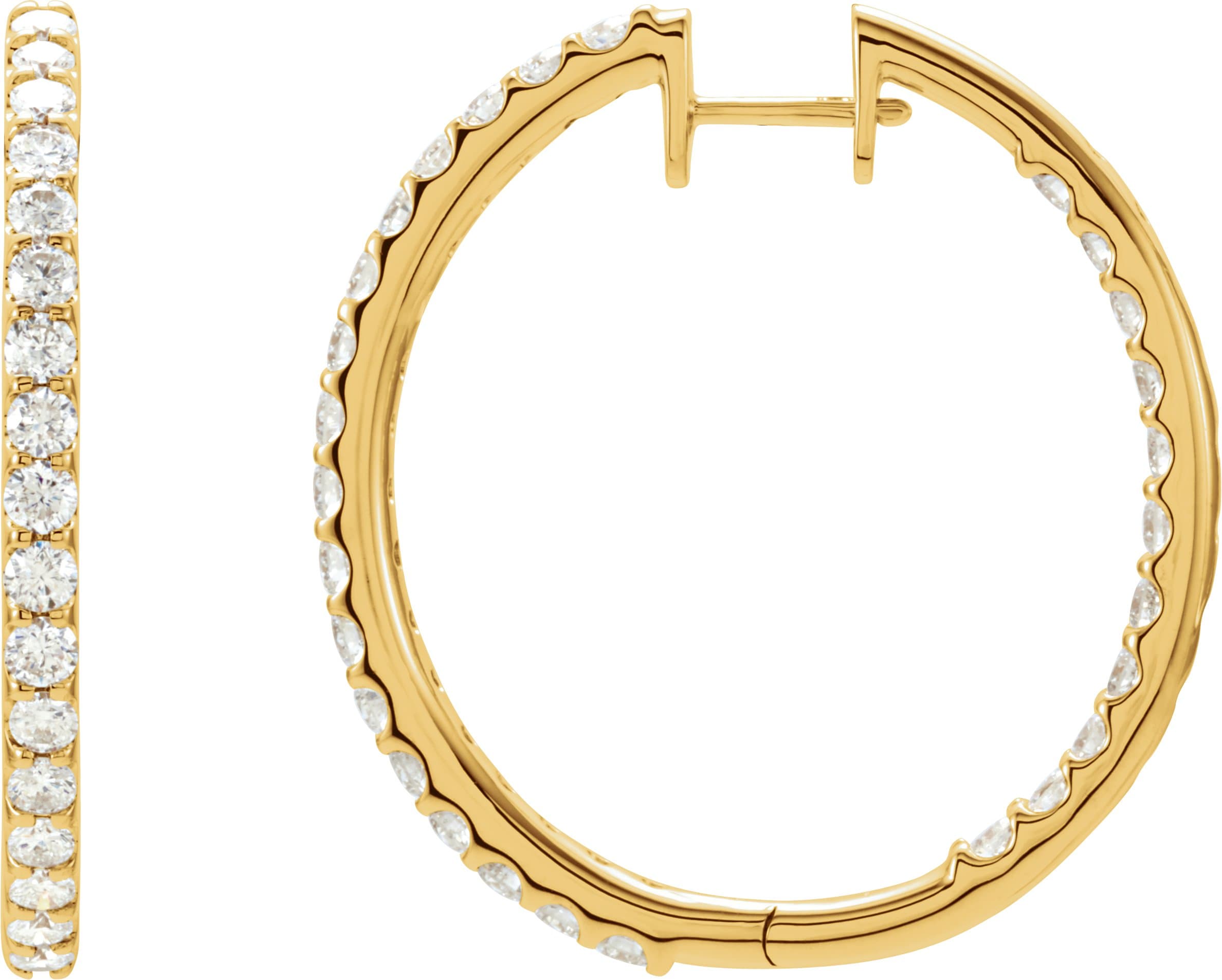 14K White 1/2 CTW Natural Diamond Inside-Outside 22.5 mm Hoop Earrings