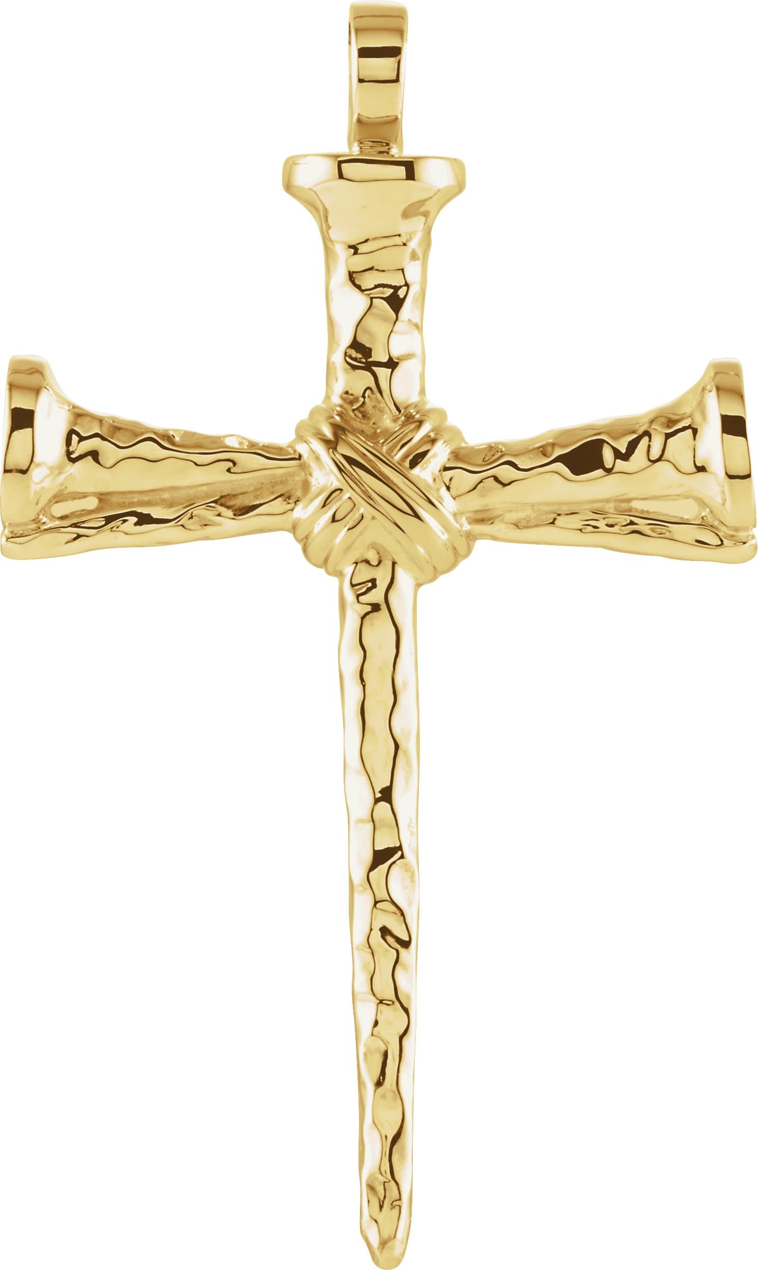 14K Yellow Nail Cross Pendant