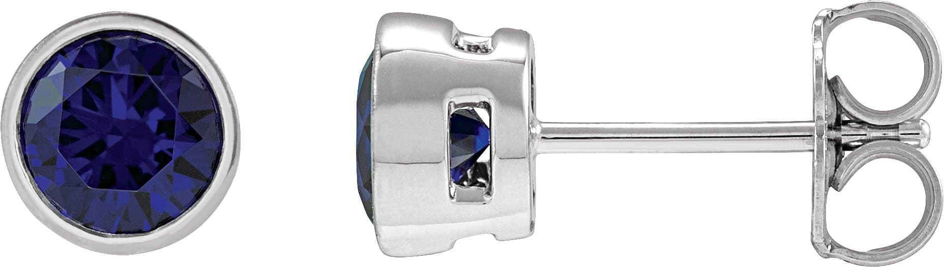 Sterling Silver 4 mm Lab-Grown Blue Sapphire Stud Earrings