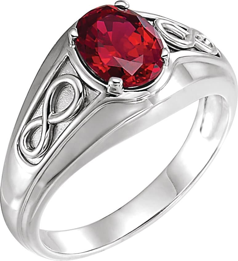 14K White Lab-Grown Ruby Infinity Ring