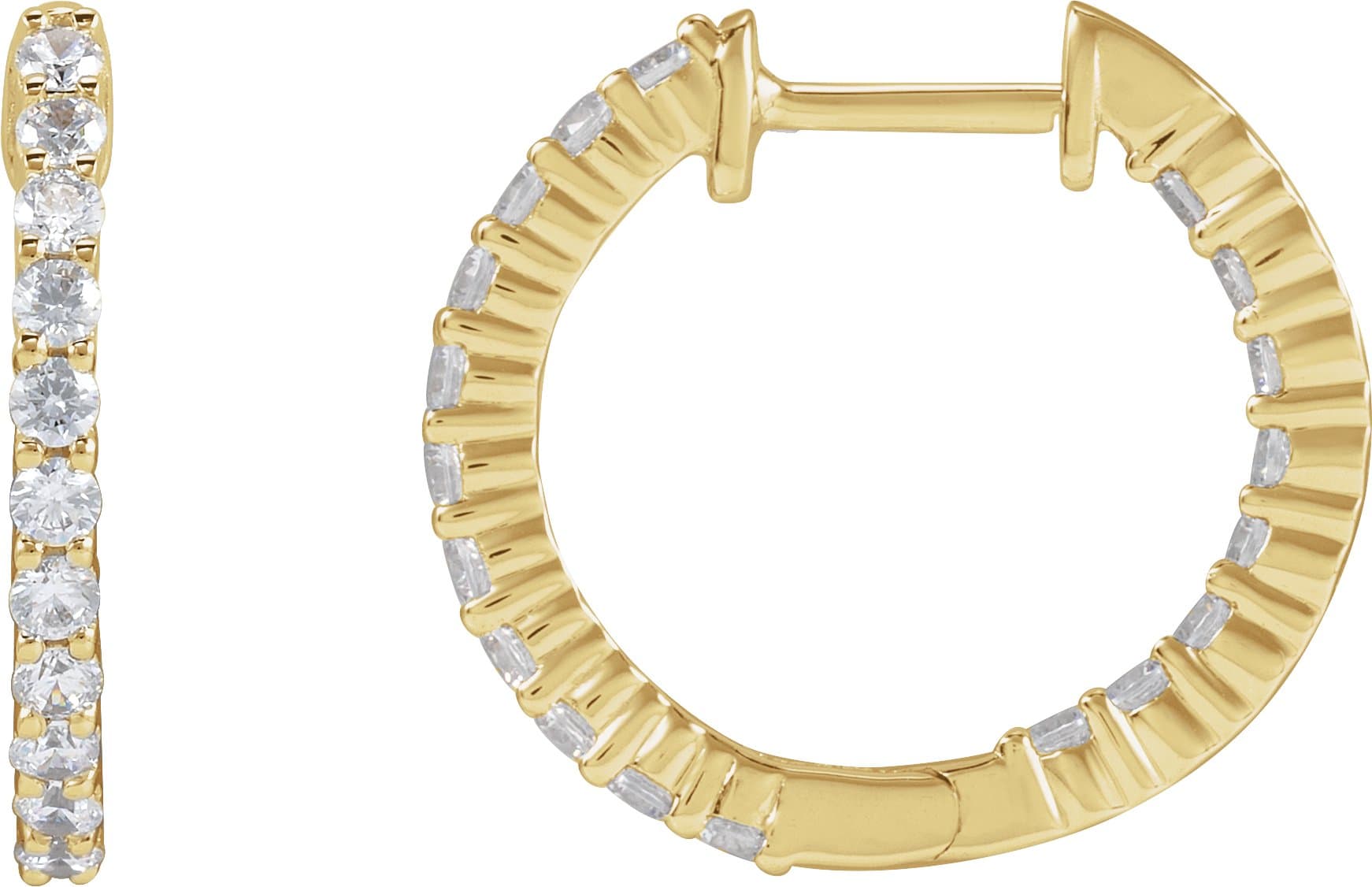 14K Rose 1 CTW Lab-Grown Diamond Inside-Outside Hinged 19.3 mm Hoop Earrings