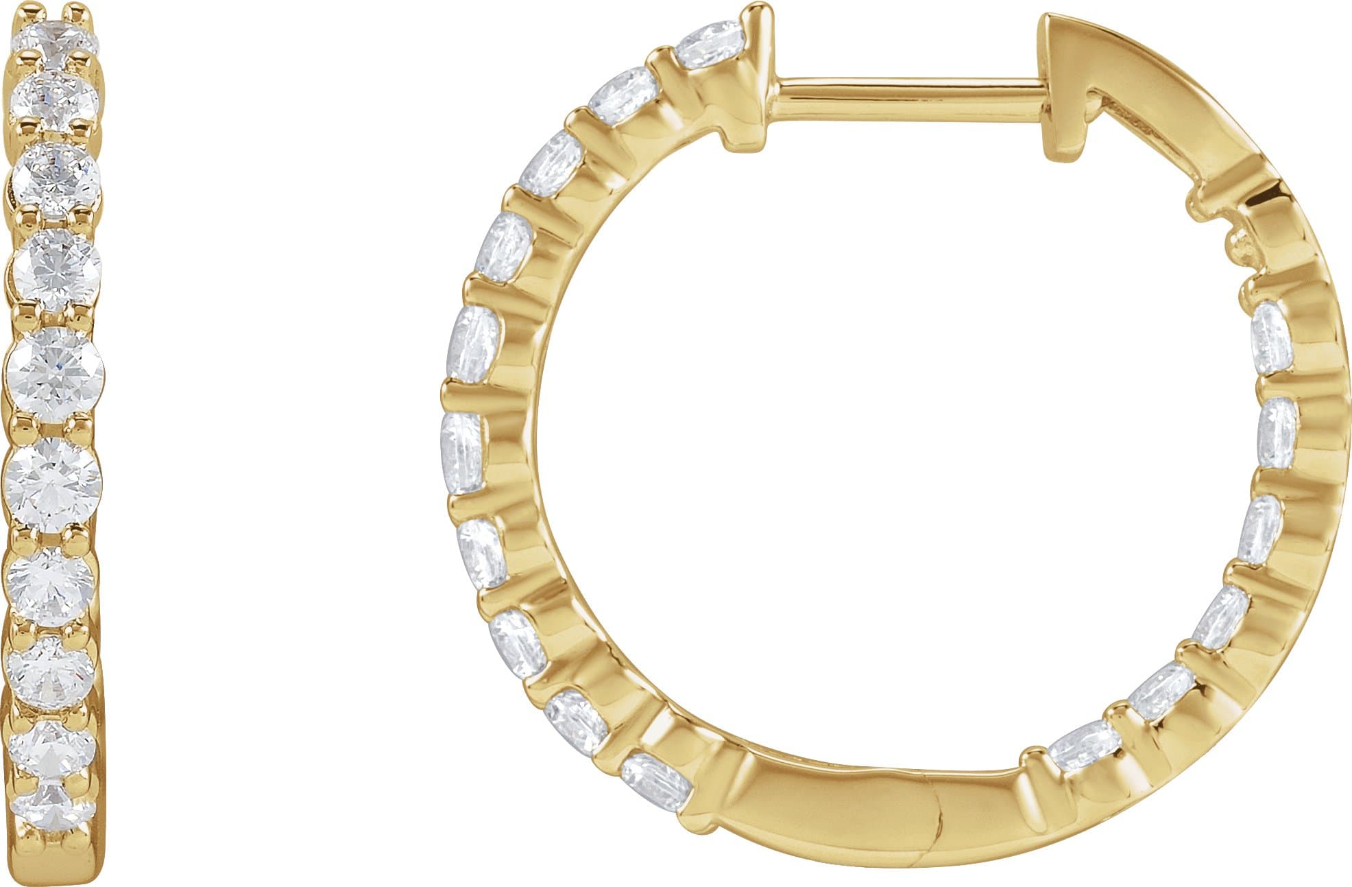 14K Rose 1 CTW Lab-Grown Diamond Inside-Outside Hinged 19.3 mm Hoop Earrings